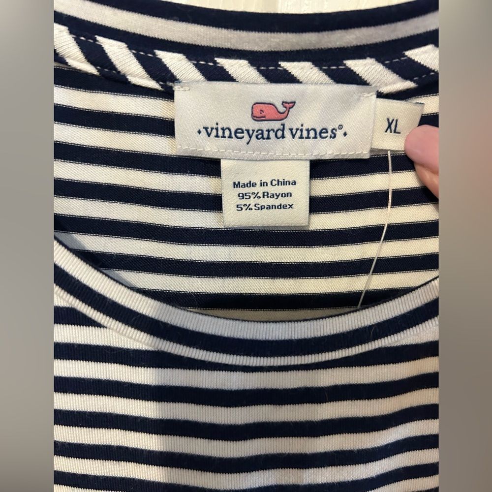 Vineyard Vines Black and White Striped Short Sleeve Tee